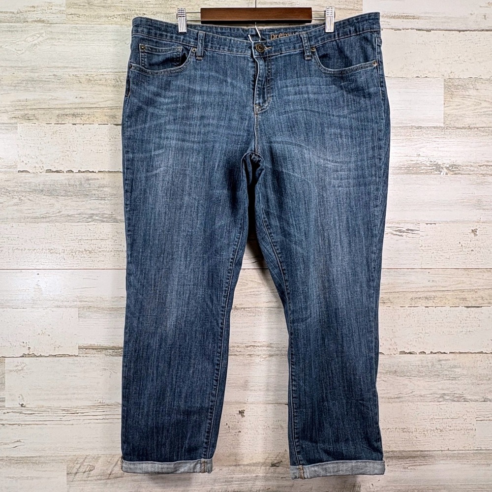 Gap Premium Boyfriend Jeans 18 Blue Medium Wash Relaxed Cuffed Denim Chic Indie